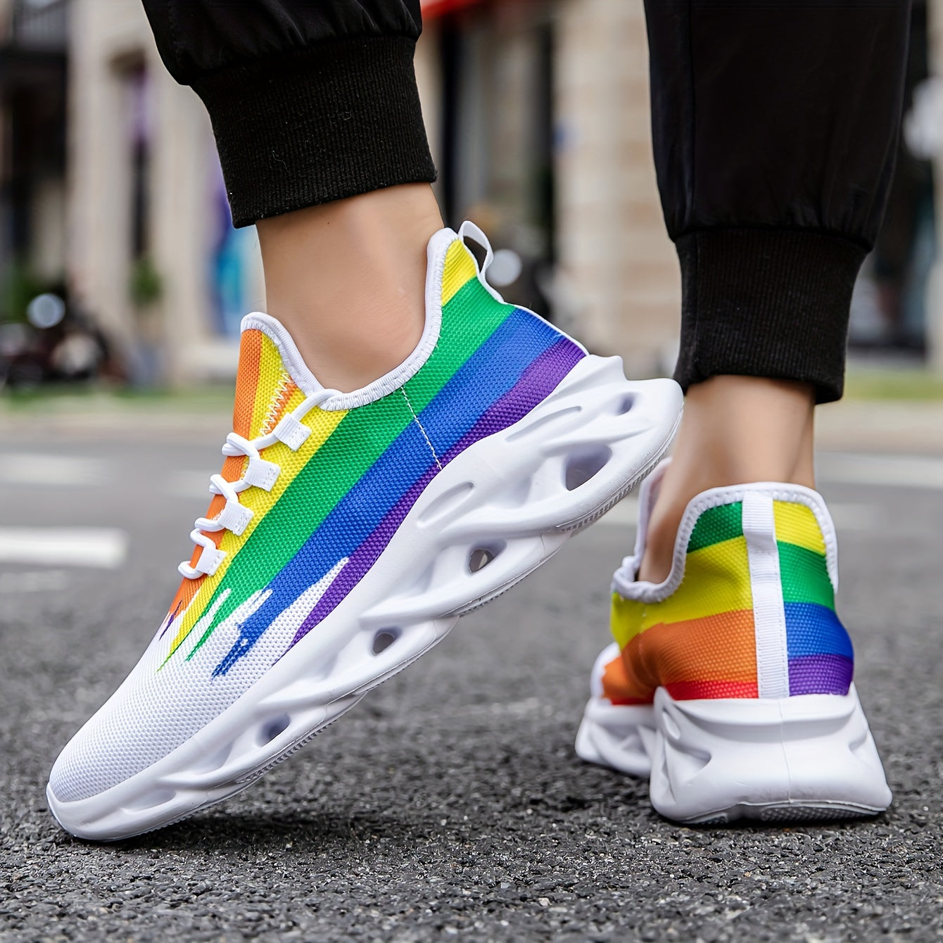 Slip-on Blade Sneakers, Rainbow Color Athletic Shoes